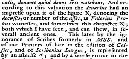 X symbolising denarius